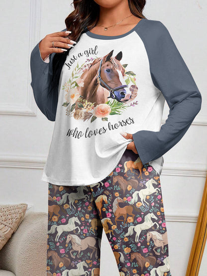 Horse Floral Raglan Lounge Pajamas Just A Girl Who Loves Horses