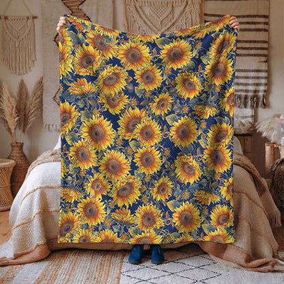 Sunflower Fleece Blanket Gorgeous Sunflowers