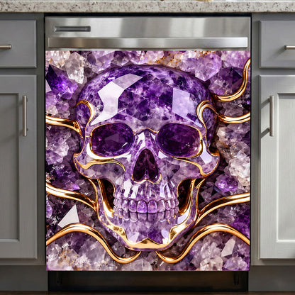 Skull Magnetic Dishwasher Cover Amethyst Crystal Skull