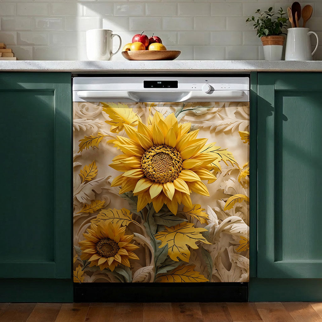 Sunlit Harvest Sunflower Magnetic Dishwasher Cover