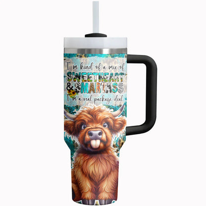 Highland Cow 40Oz Tumbler A Mix Of Sweetheart & Smartass