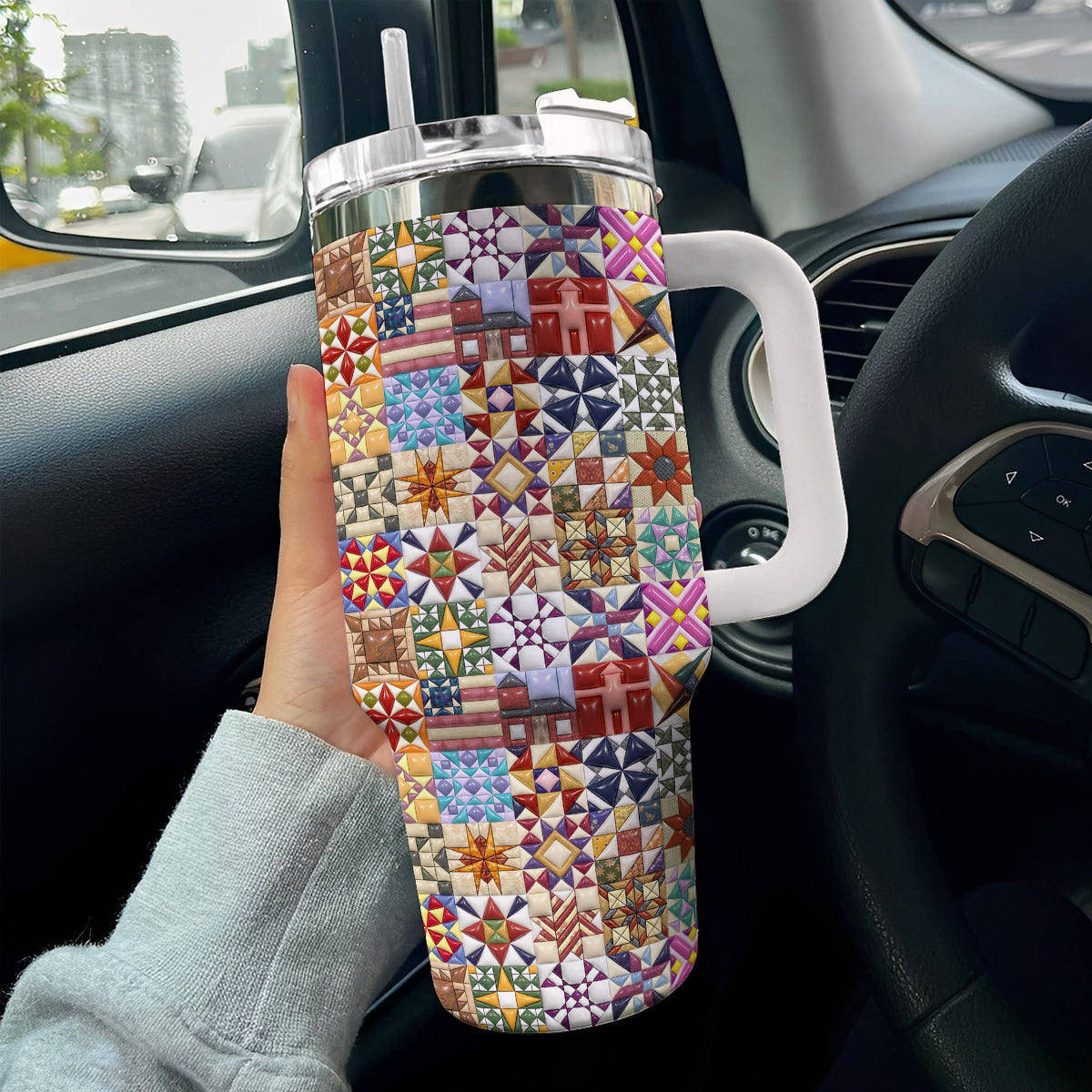 Sewing Lover 40 oz Tumbler Quilt Blocks