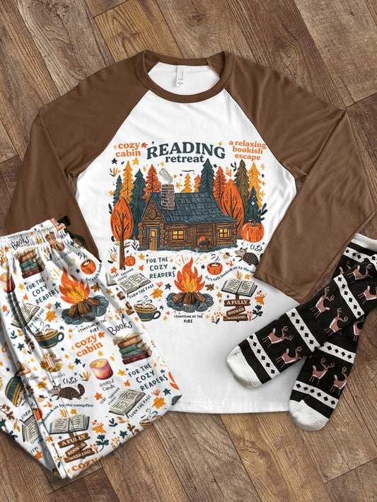 Book Lover Raglan Lounge Pajamas Reading Retreat