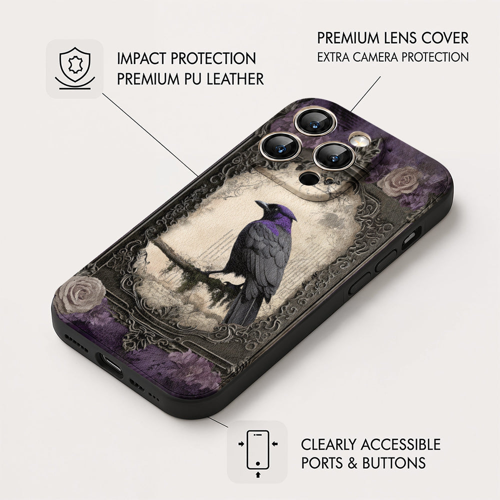 Gothic Leather Phone Case Violet Raven