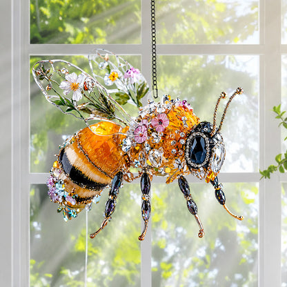 Jeweled Honeybee Garden Acrylic Suncatcher