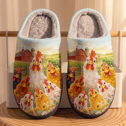Chicken Fleece Lined Slippers Chicken Farm