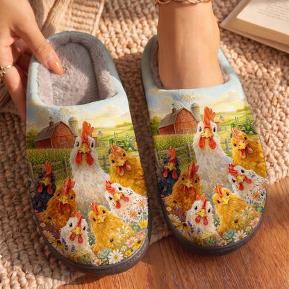 Chicken Fleece Lined Slippers Chicken Farm