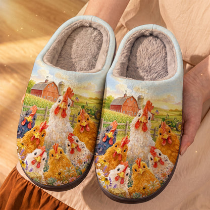 Chicken Fleece Lined Slippers Chicken Farm