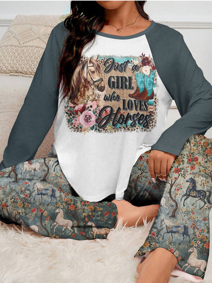 Horse Raglan Lounge Pajamas Just A Girl Who Loves Horses