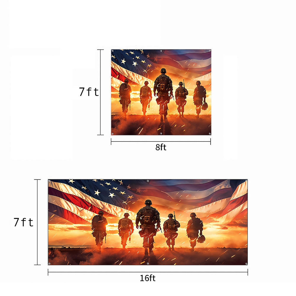 Patriotic Garage Door Banner - Defenders of the Flag Honoring Our Heroes