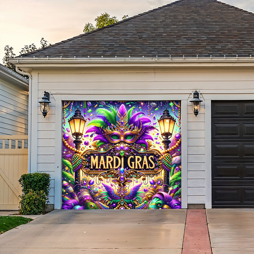 Mardi Gras Garage Door Banner Decoration - Mardi Gras Majesty