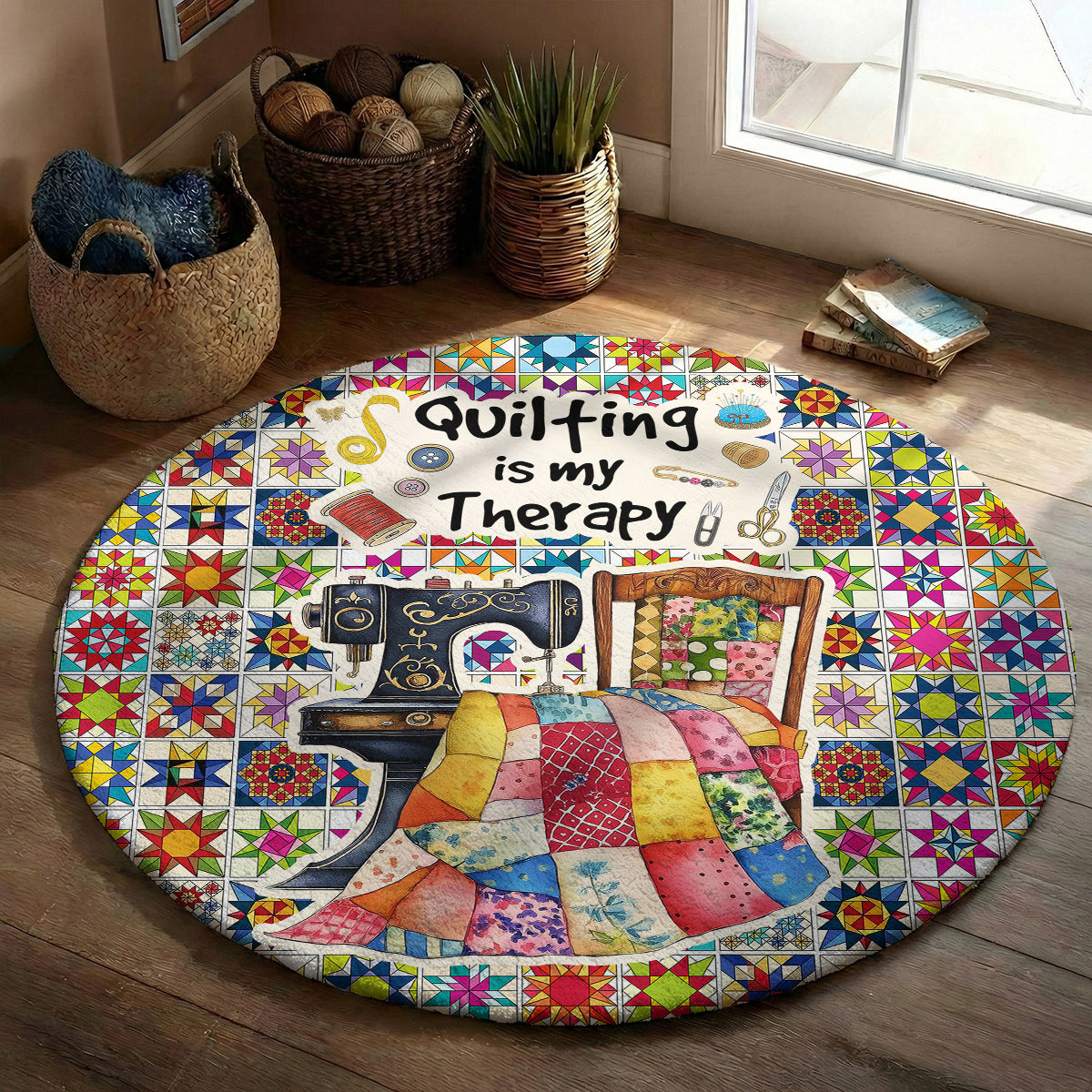 Sewing Lover Round Rug Quilting Is My Therapy Colorful Quilt Blocks