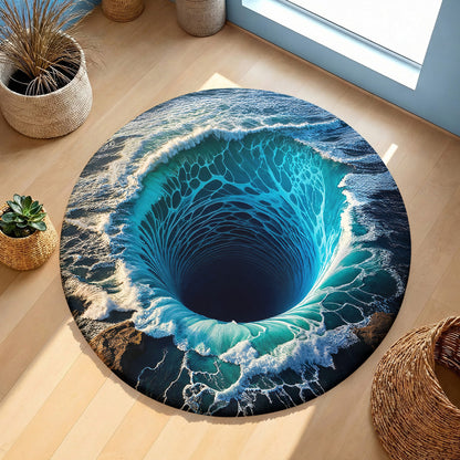 Ocean Round Rug Deep Sea Whirlpool Illusion