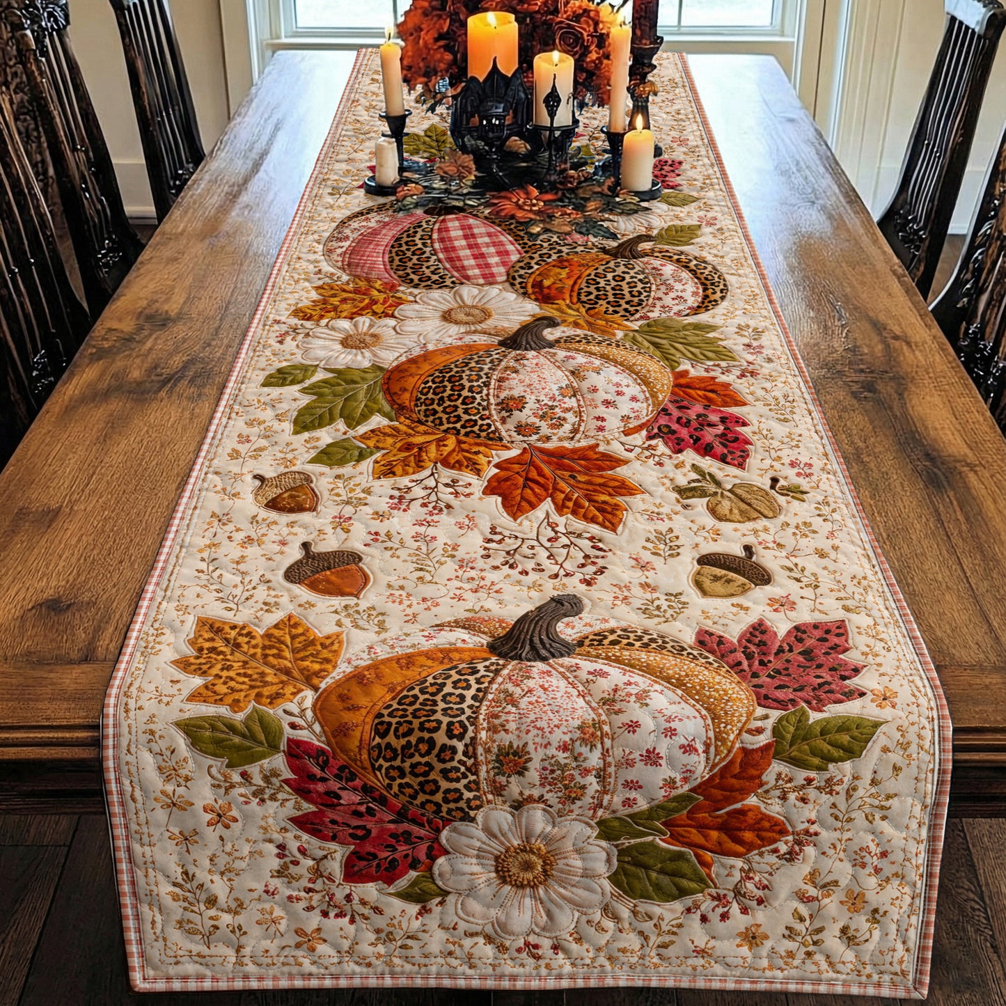 Fall Patchwork Pumpkin Harvest Quilted Table Runner