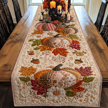 Fall Patchwork Pumpkin Harvest Quilted Table Runner
