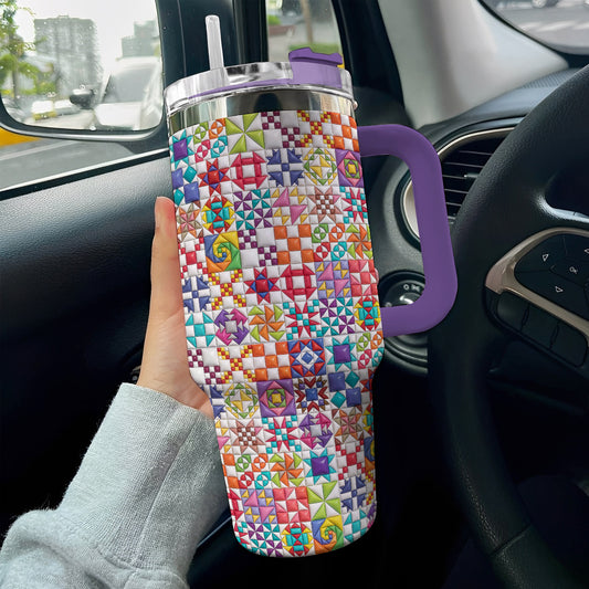 Sewing Lover 40 oz Tumbler Colorful Quilt Blocks