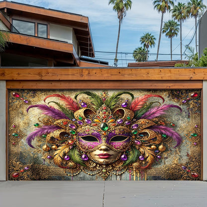 Mardi Gras Garage Door Banner Decoration - Queen of Carnival Radiance