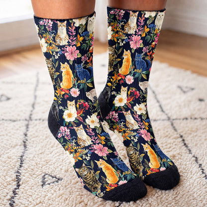 Cat Crew Socks Moonlit Garden Whiskers