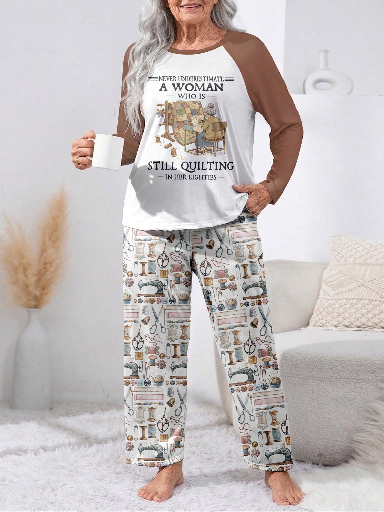 Sewing Lover Raglan Lounge Pajamas A Woman Who Is Still Quilting In Her 60s, 70s, 80s, 90s
