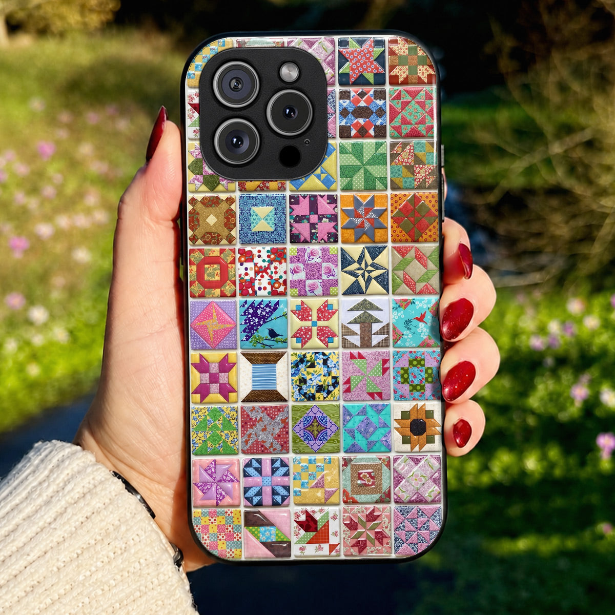 Sewing Lover Phone Case Patchwork Quilt Blocks Garden