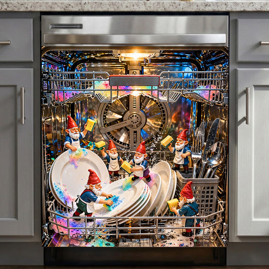 Christmas Magnetic Dishwasher Cover Gnome's Magical Dishwashing Adventure