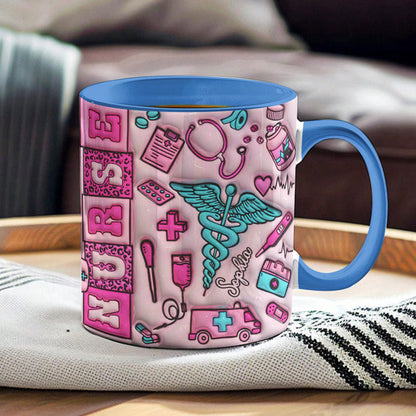 Nurse Accent Mug Personalized Scrubs Sipper (11, 15oz)