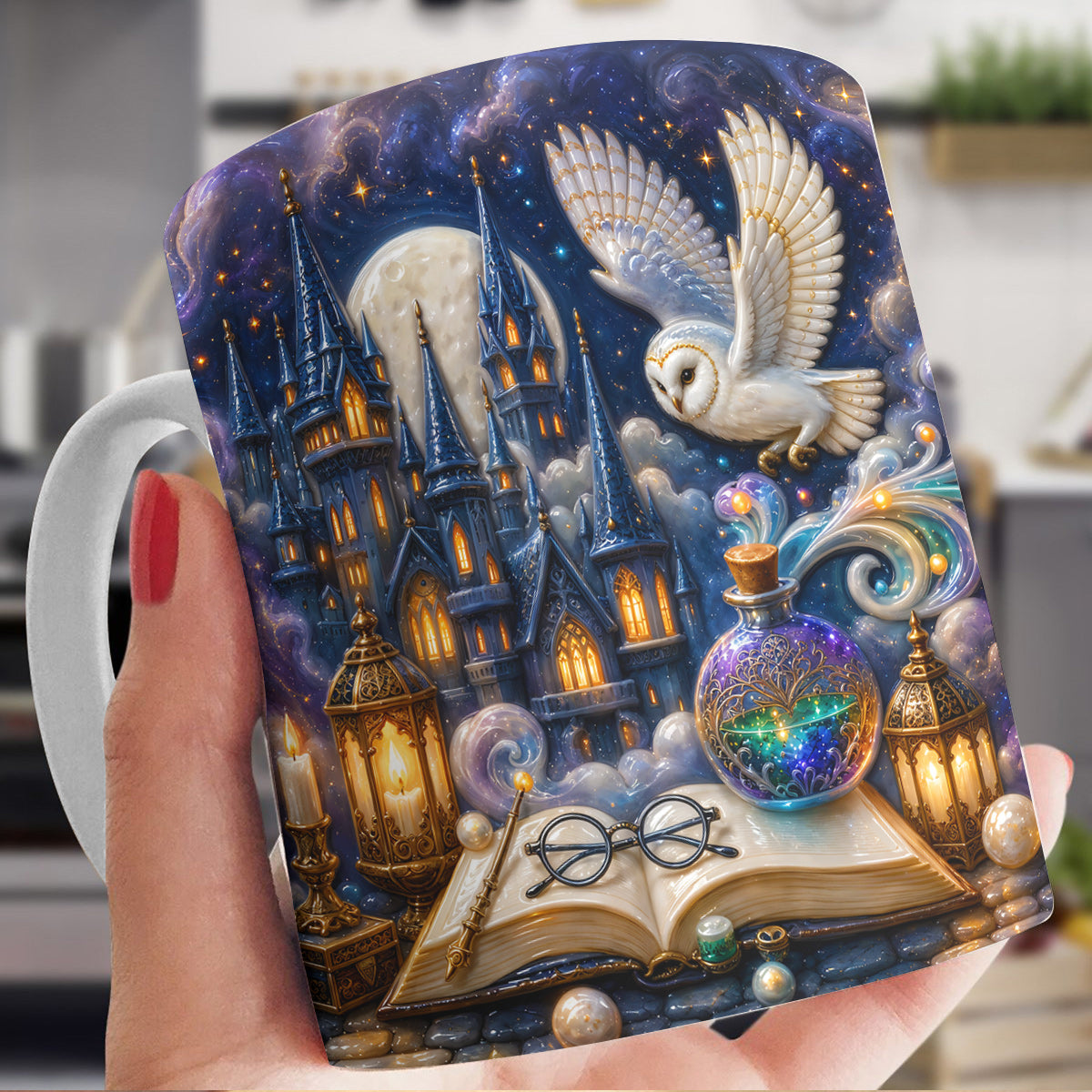 Moonlit Magic Academy Owl Castle Ceramic Mug