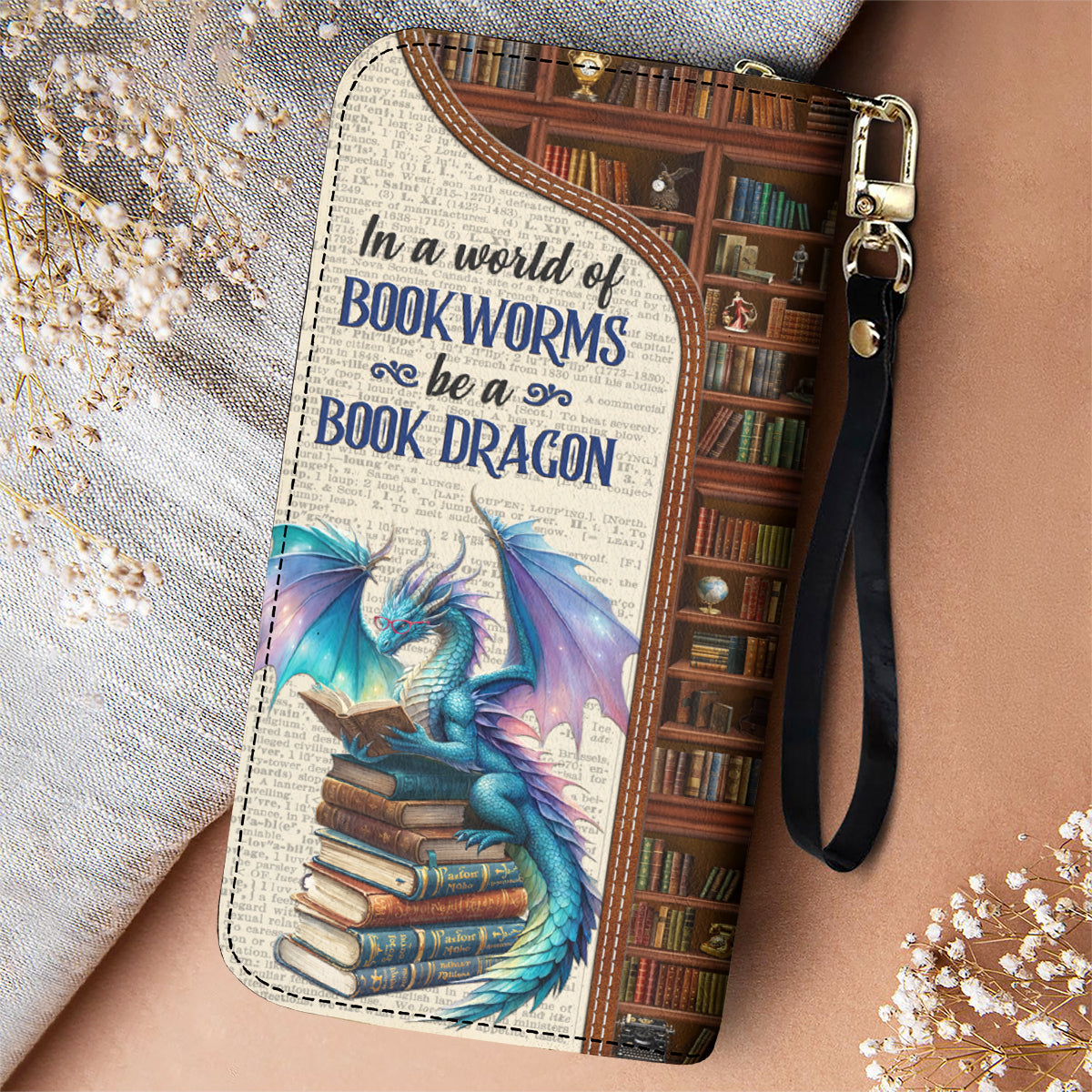 Book Lover Leather Wallet Personalized Be A Book Dragon