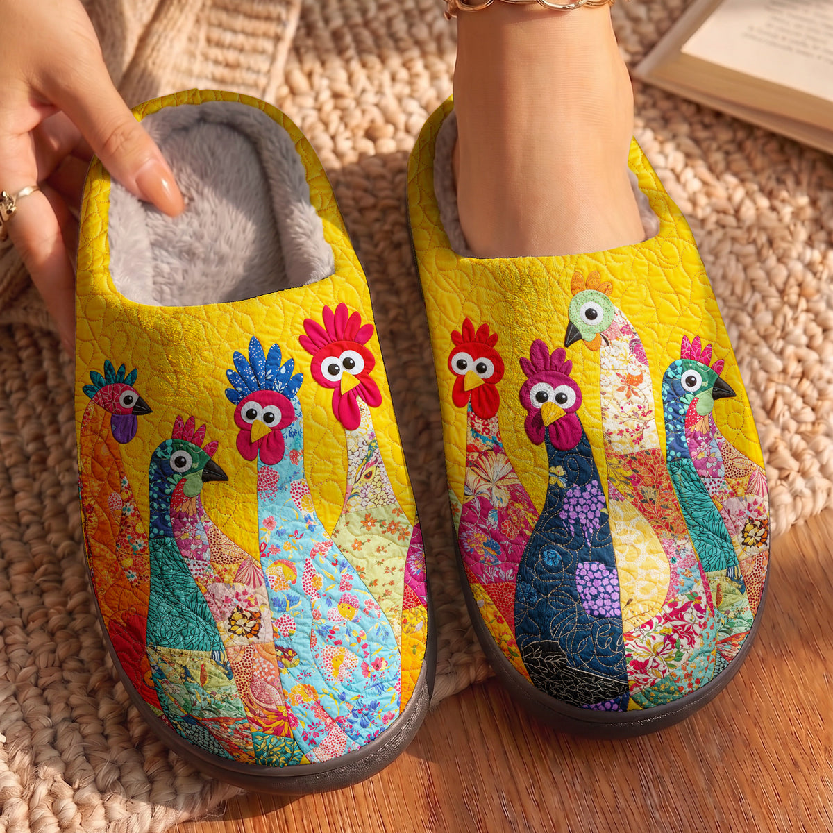 Chicken Fleece Lined Slippers The Goofy Flock