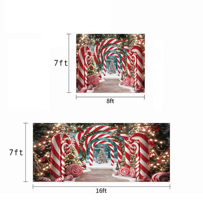 Christmas Garage Door Banner Decoration - Giant Canes on Christmas Lane