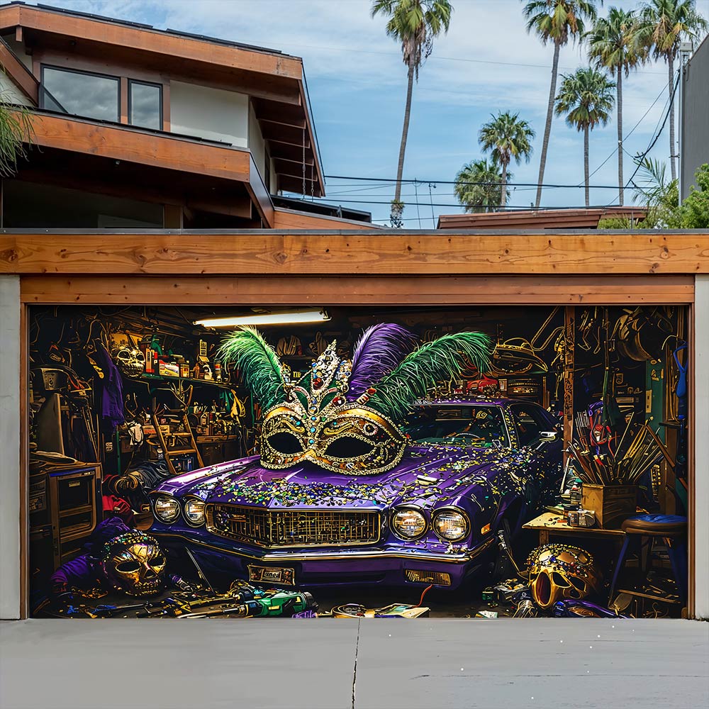 Mardi Gras Garage Door Banner Decoration - Mardi Gras Garage