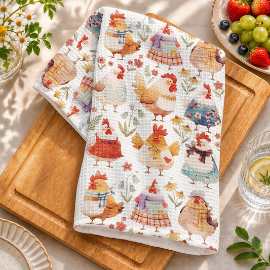 Chicken Kitchen Towel Cottagecore Chickens