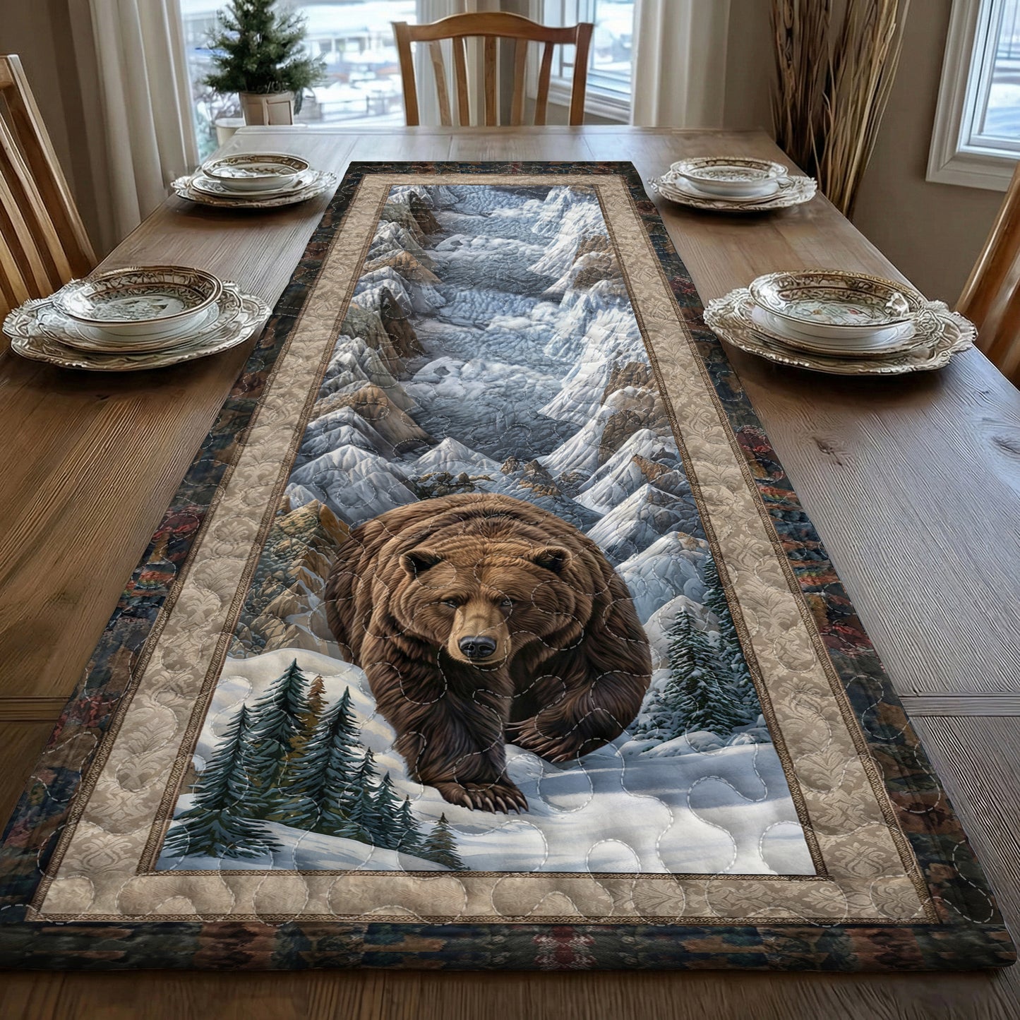 Bear Quilted Table Runner The Brown Bear’s Realm