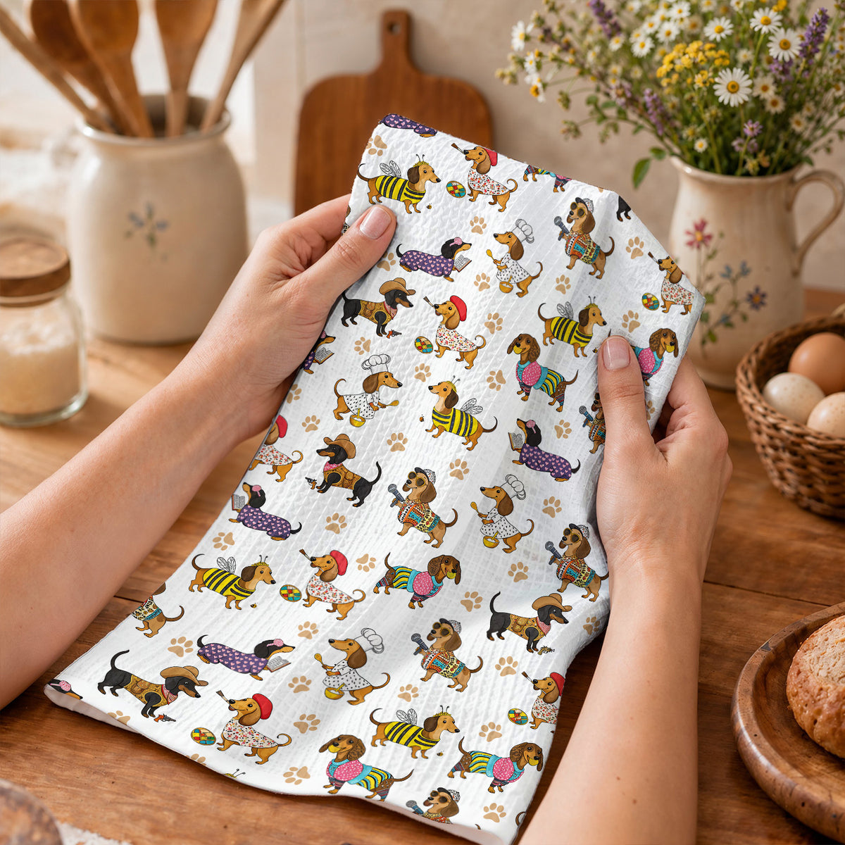 Dachshund Kitchen Towel Dashing Dachshund Dreams