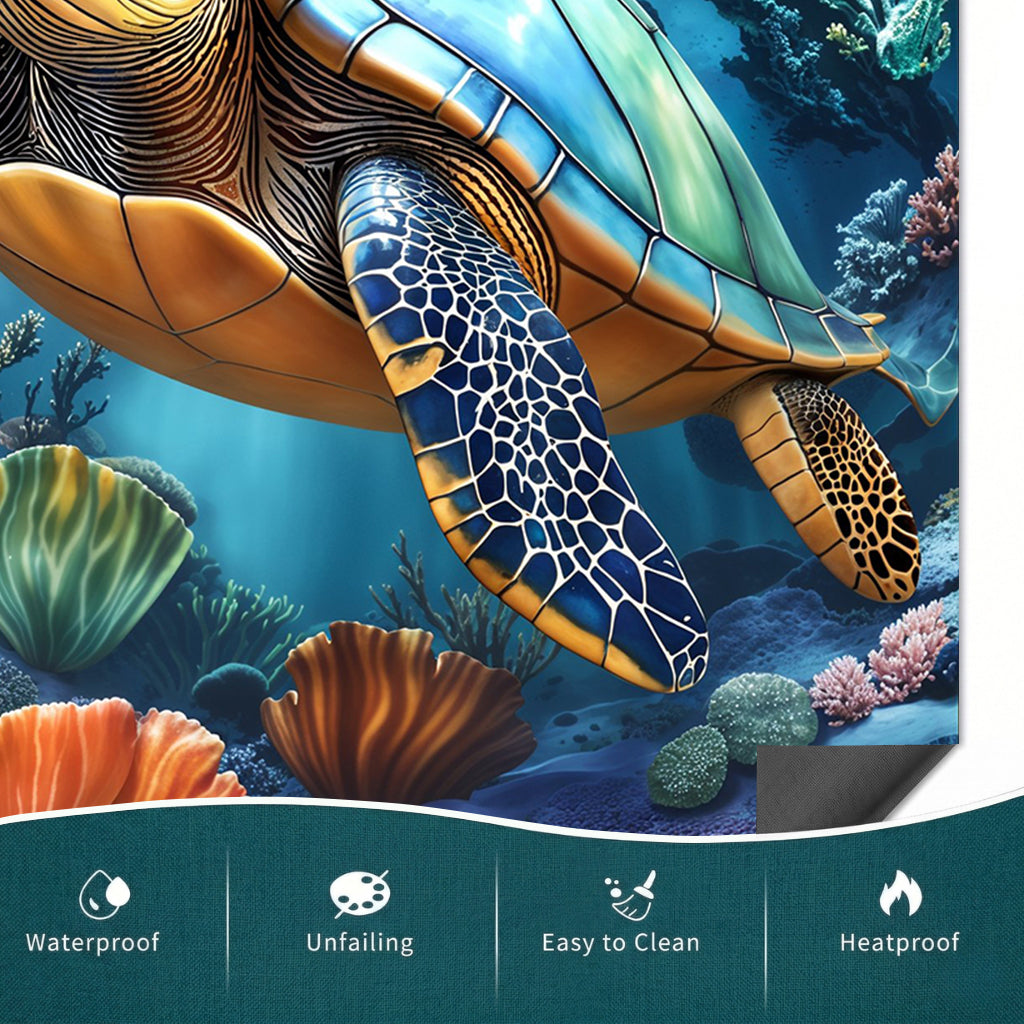 Sea Turtle Magnetic Dishwasher Cover Turtle of the Coral Reef
