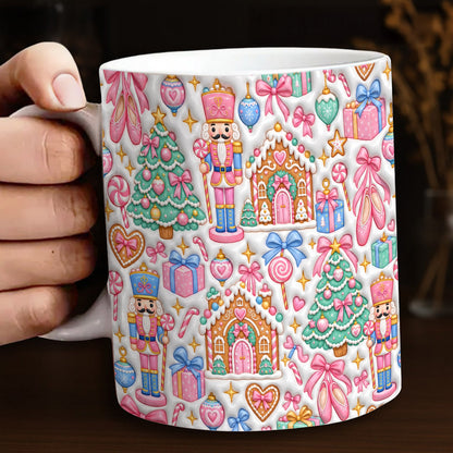Christmas Ceramic Mug Vintage Pink Nutcracker Wonderland
