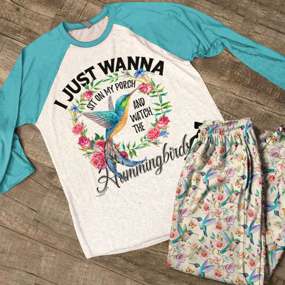 Hummingbird Raglan Lounge Pajamas Sit On My Porch Watch Hummingbirds