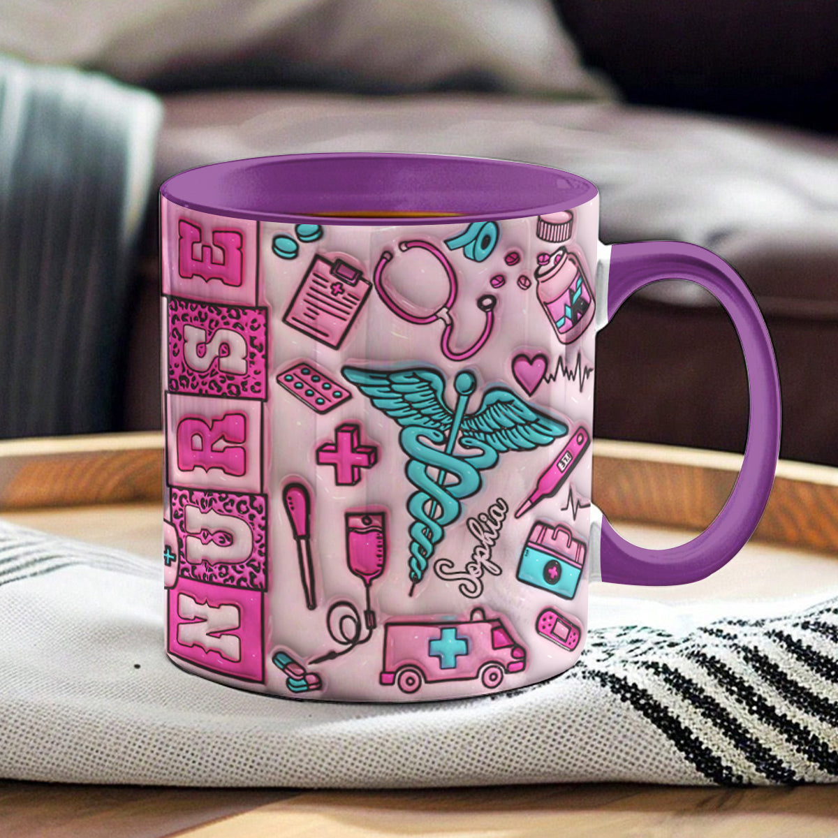 Nurse Accent Mug Personalized Scrubs Sipper (11, 15oz)