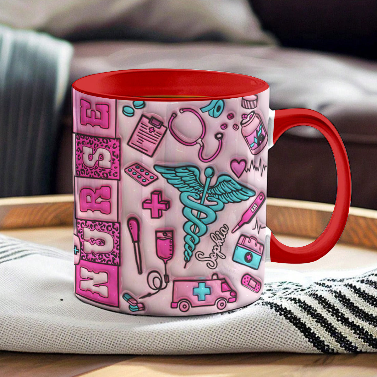 Nurse Accent Mug Personalized Scrubs Sipper (11, 15oz)