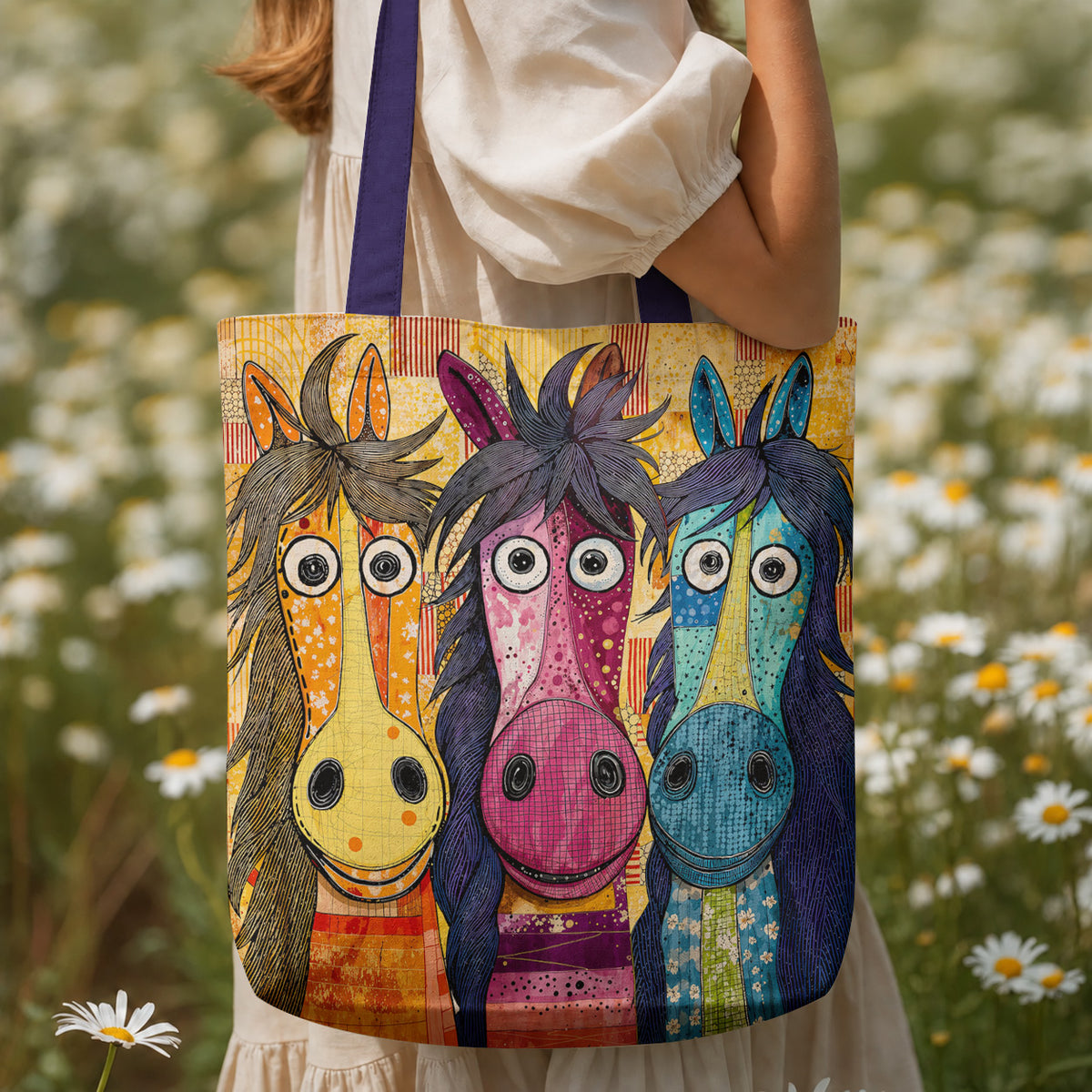 Whimsical Horses Canvas Tote Bag
