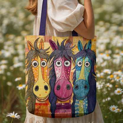 Whimsical Horses Canvas Tote Bag