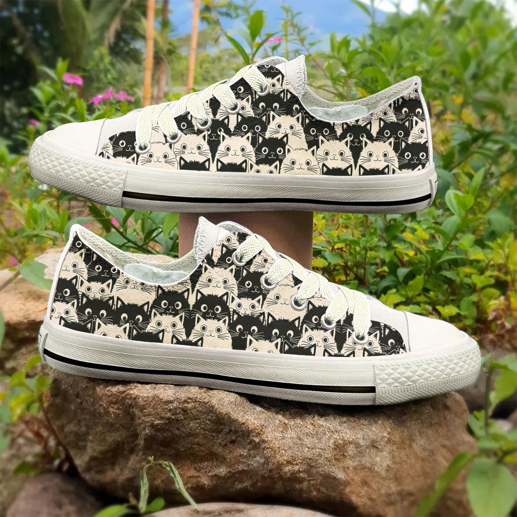 Cat Women's Low Top Shoes Cute Fat Cats