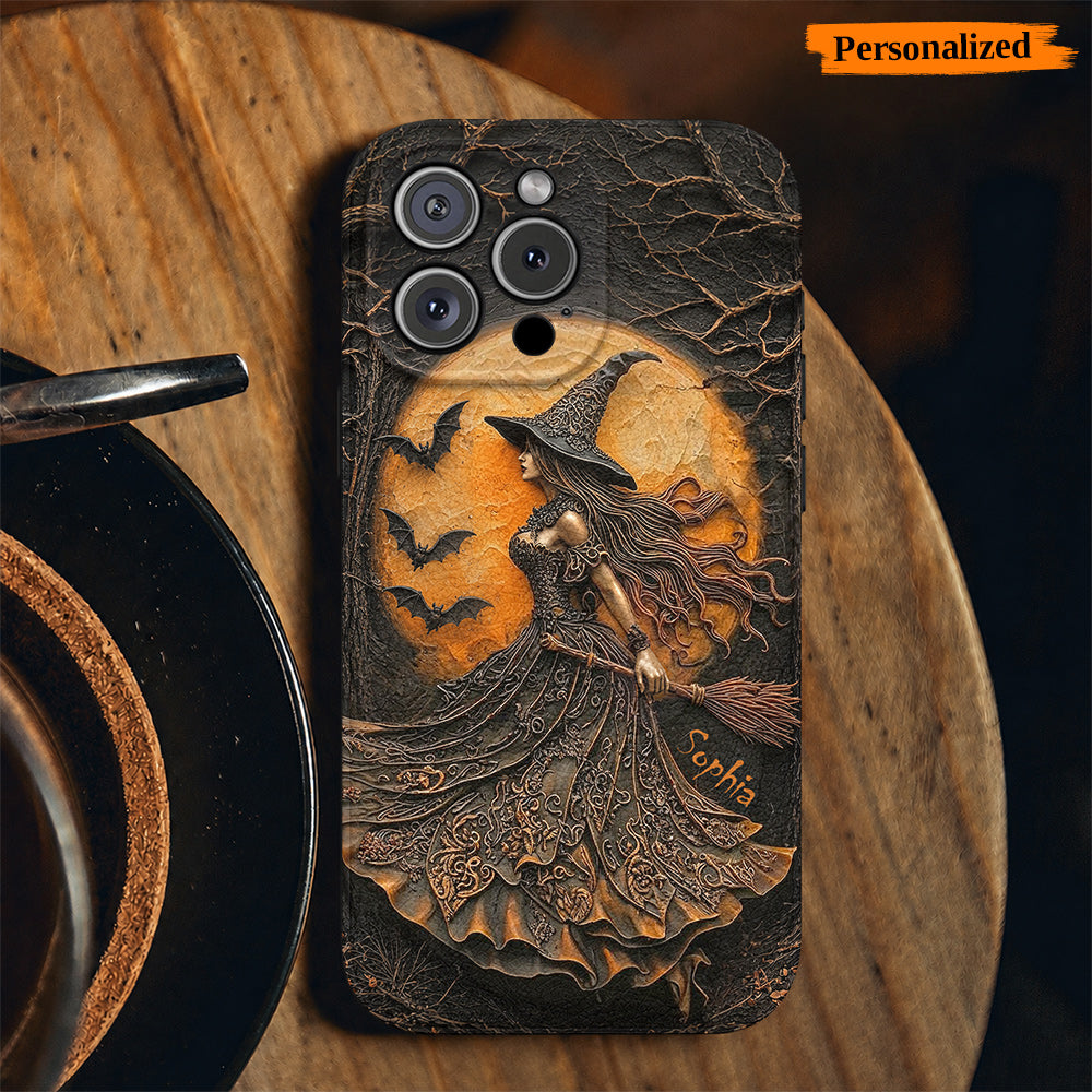 Witch Leather Phone Case Personalized Witch of the Amber Moon