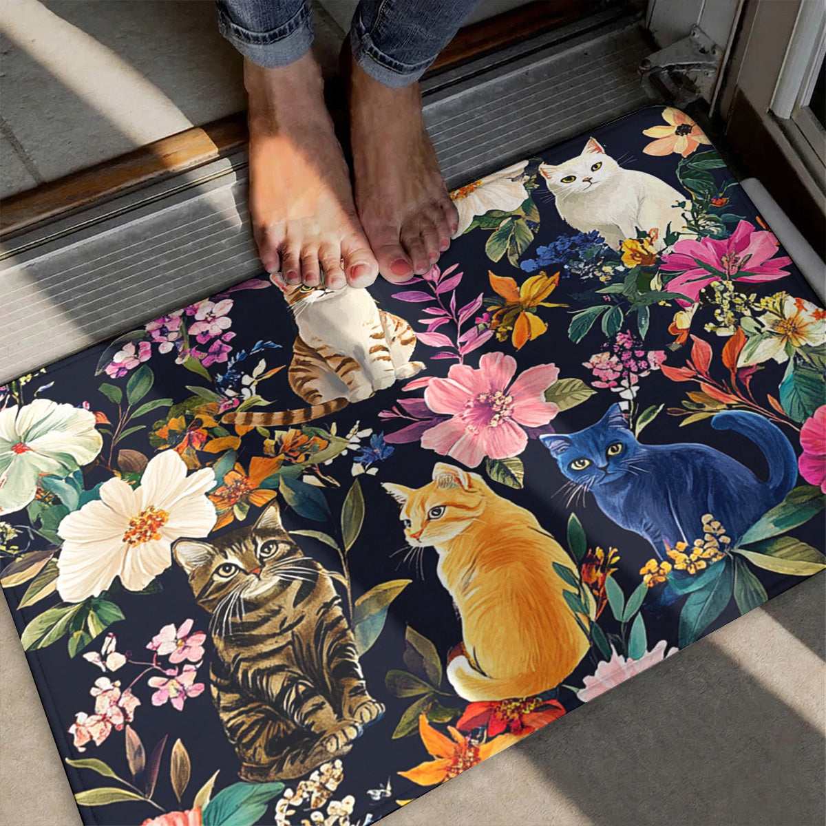 Cat Doormat Floor Mat Runner Rug Moonlit Garden Whiskers
