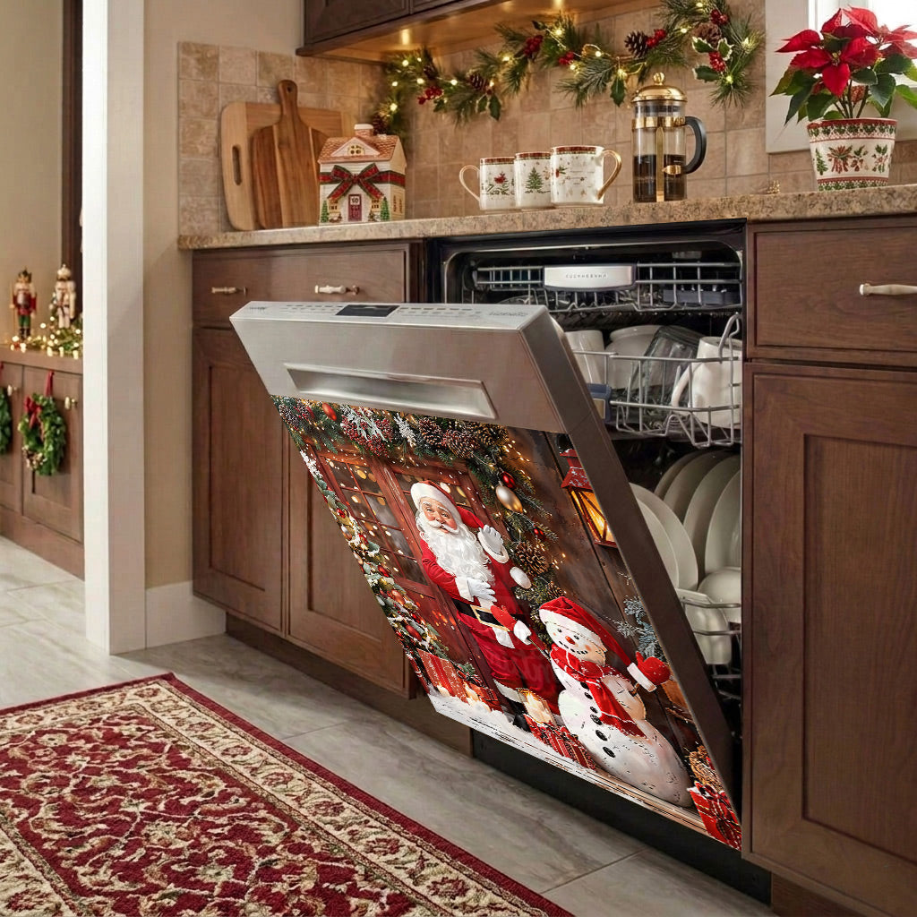 Christmas Magnetic Dishwasher Cover Santa's Magical Christmas Wonderland