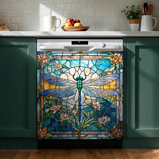 Dragonfly Magnetic Dishwasher Cover Dragonfly Grace In Stained Glass