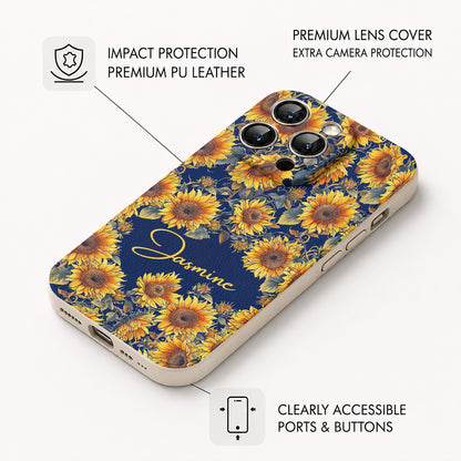 Sunflower Leather Phone Case Personalized Gorgeous Flowers