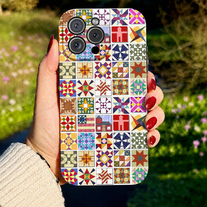 Sewing Lover Leather Phone Case Quilt Blocks