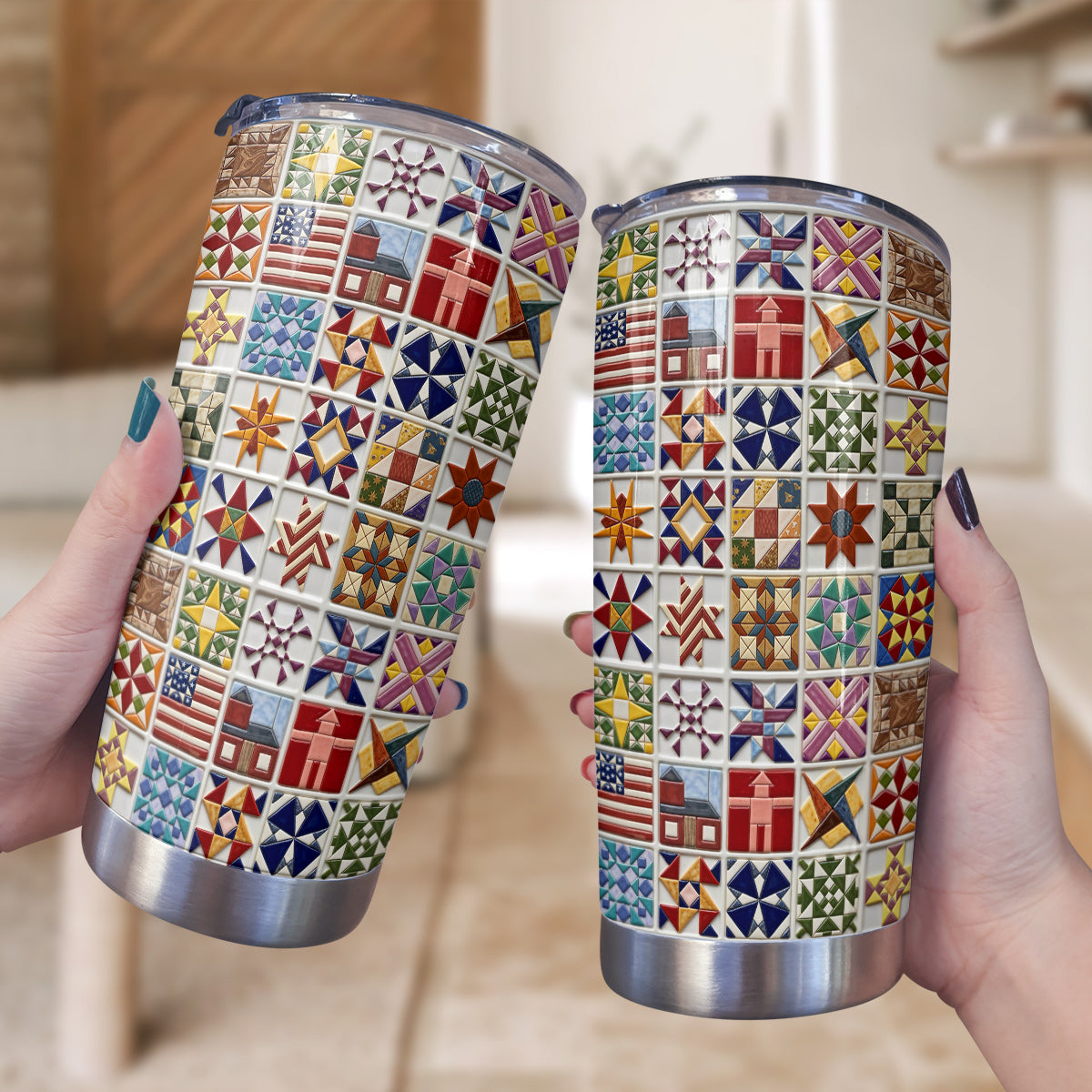 Sewing Lover 20 oz Tumbler Vintage Quilt Blocks