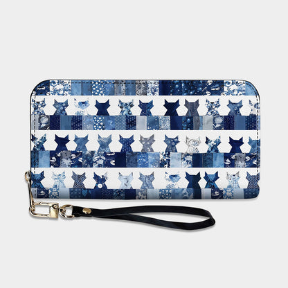Cat Lover Leather Wallet Patchwork Paws